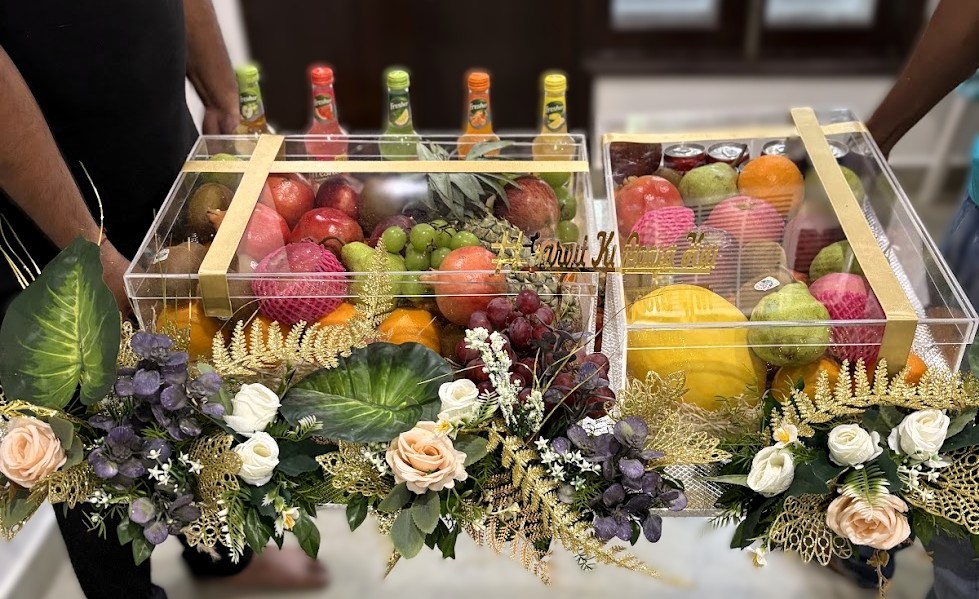 engagement fruit basket decoration delhi